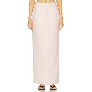 NWOT L'Academie Hendry Maxi Skirt Straight Cut Back Slit Beige Size S